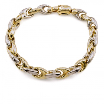 18ct gold 2 tone 18.4g 7½ ins unusual Bracelet